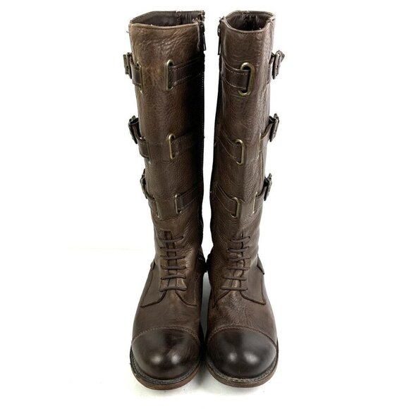 Vintage Shoe Company Boots 8 Bastrop Brown Leather Tall Harness Womens Made USA - Picture 4 of 14